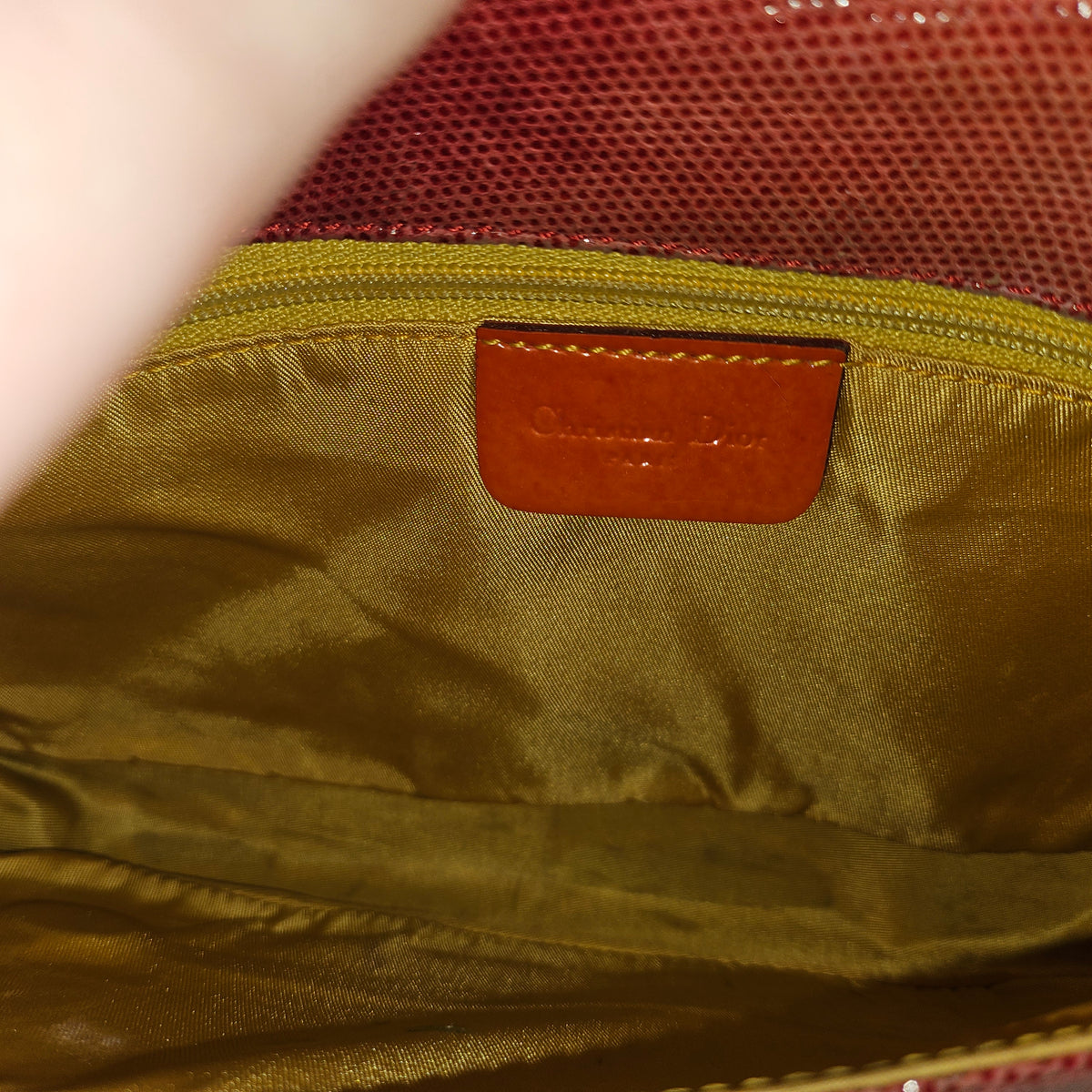 Christian Dior red ombre lizard Malice shoulder bag