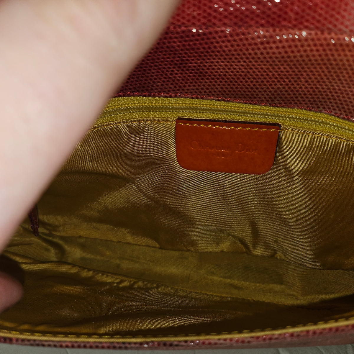 Christian Dior red ombre lizard Malice shoulder bag