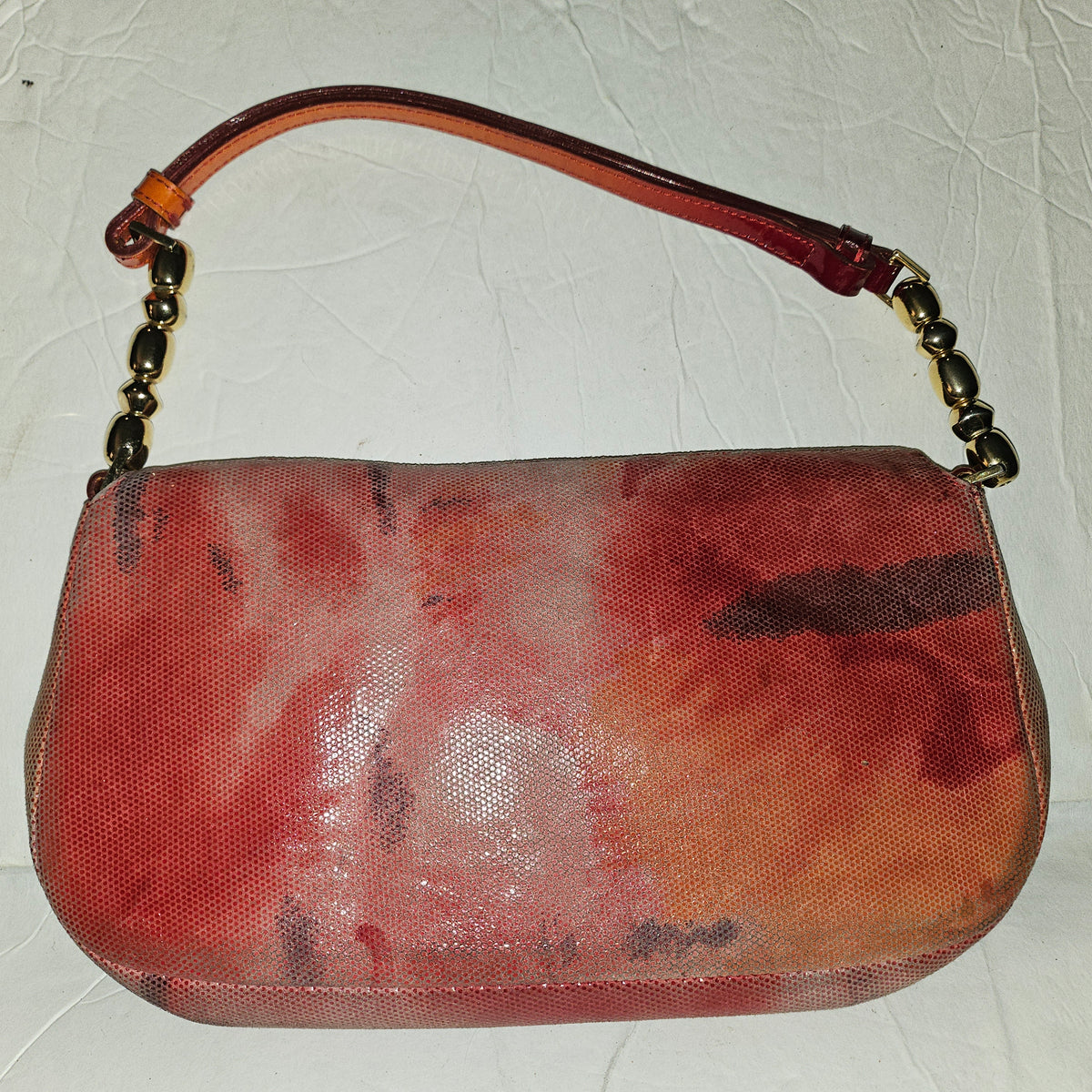Christian Dior red ombre lizard Malice shoulder bag