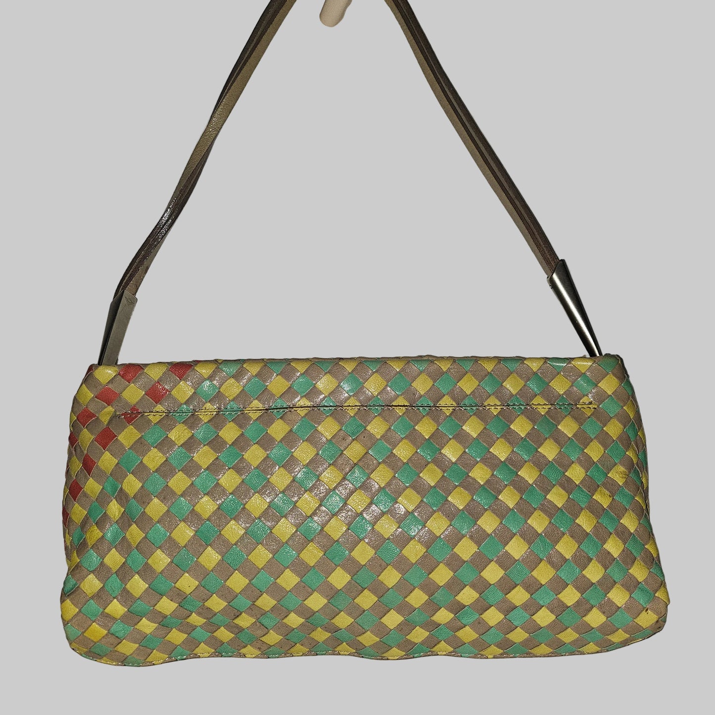 Bottega Veneta multi-colored intrecciatio leather vintage shoulder bag