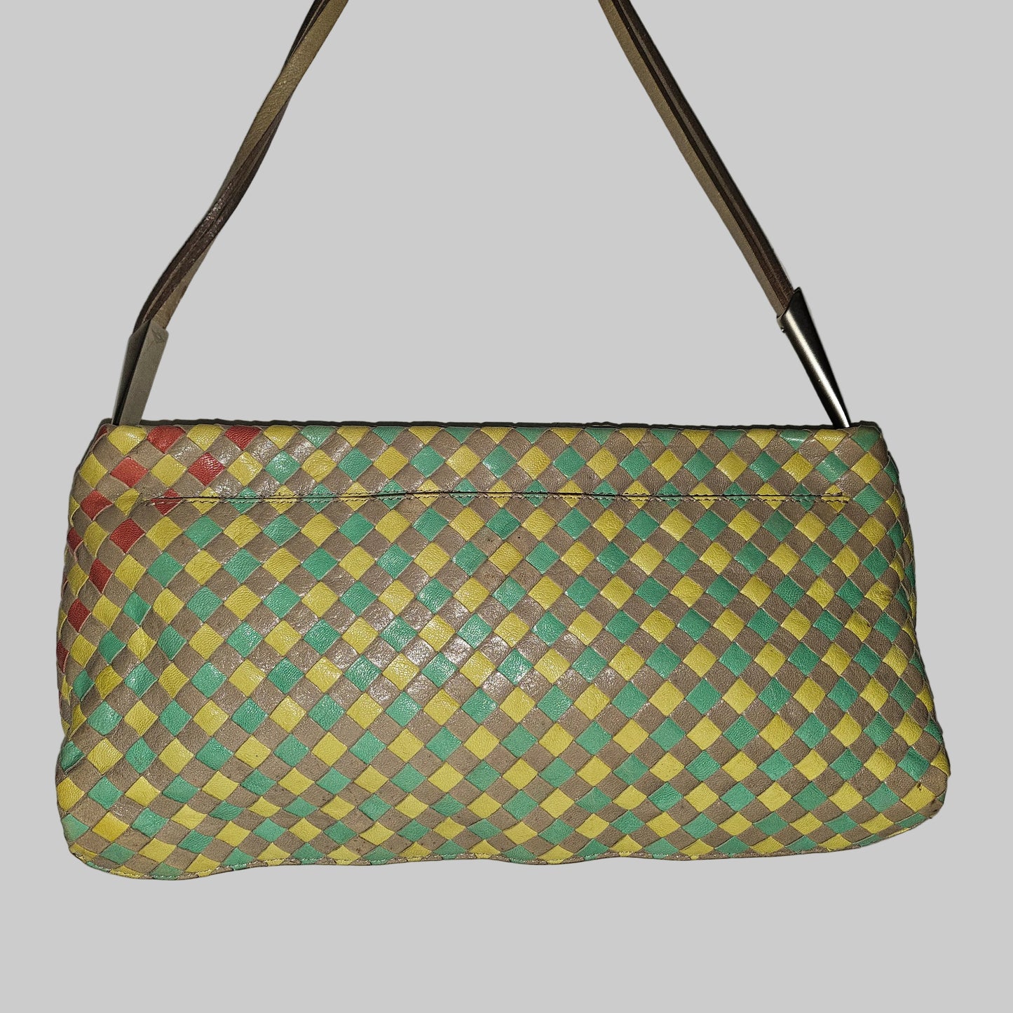 Bottega Veneta multi-colored intrecciatio leather vintage shoulder bag