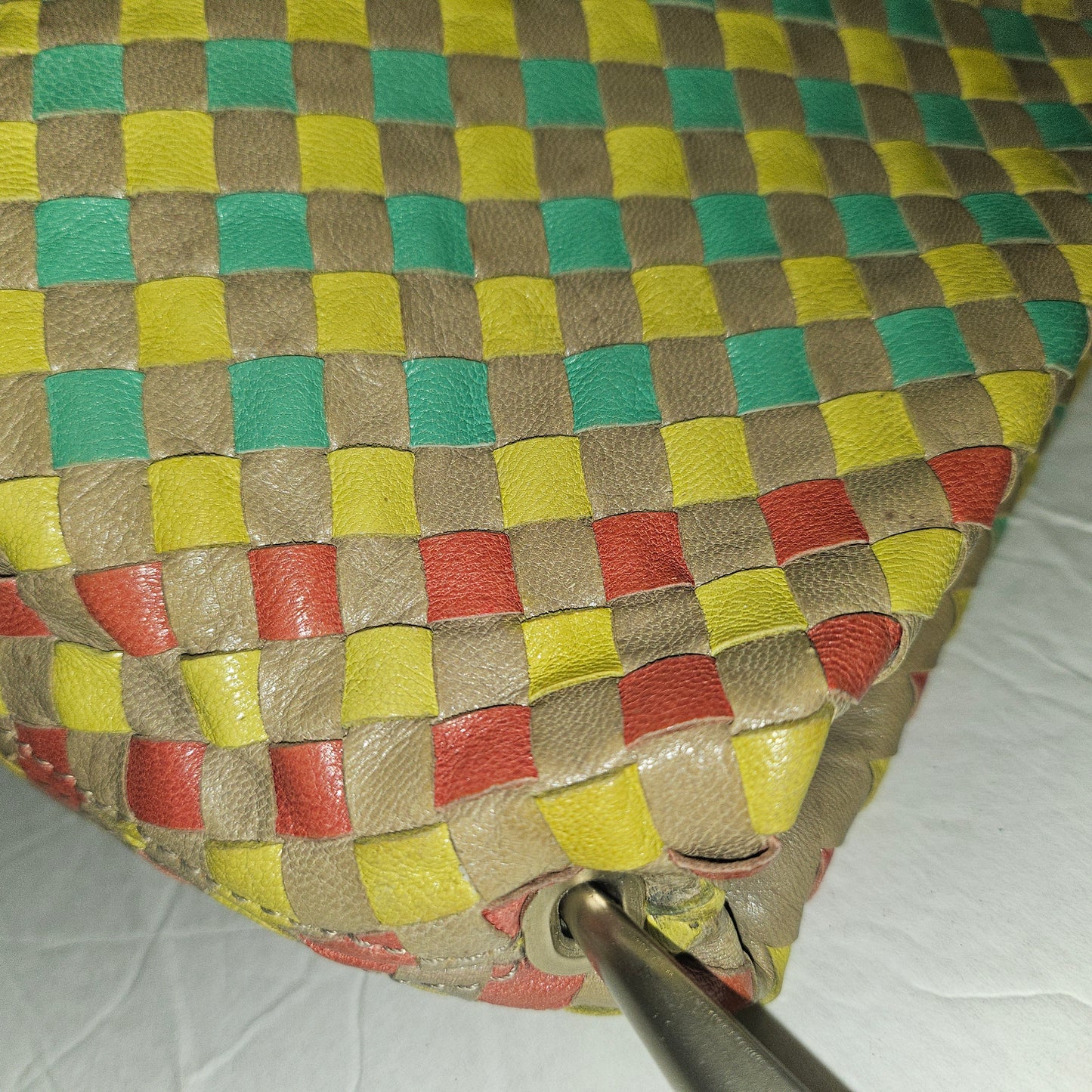 Bottega Veneta multi-colored intrecciatio leather vintage shoulder bag