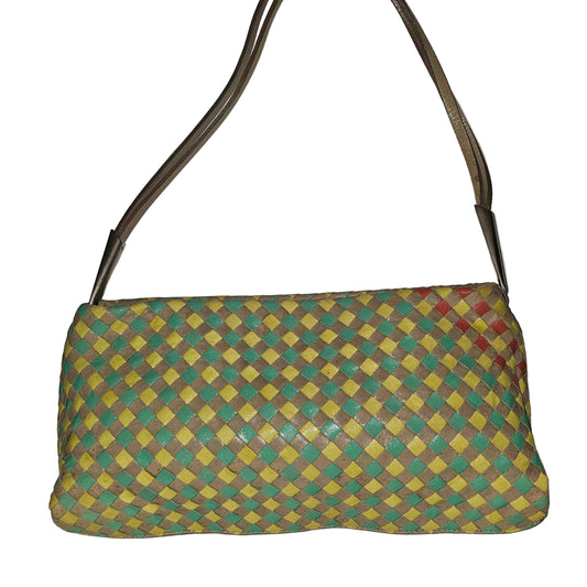 Bottega Veneta multi-colored intrecciatio leather vintage shoulder bag