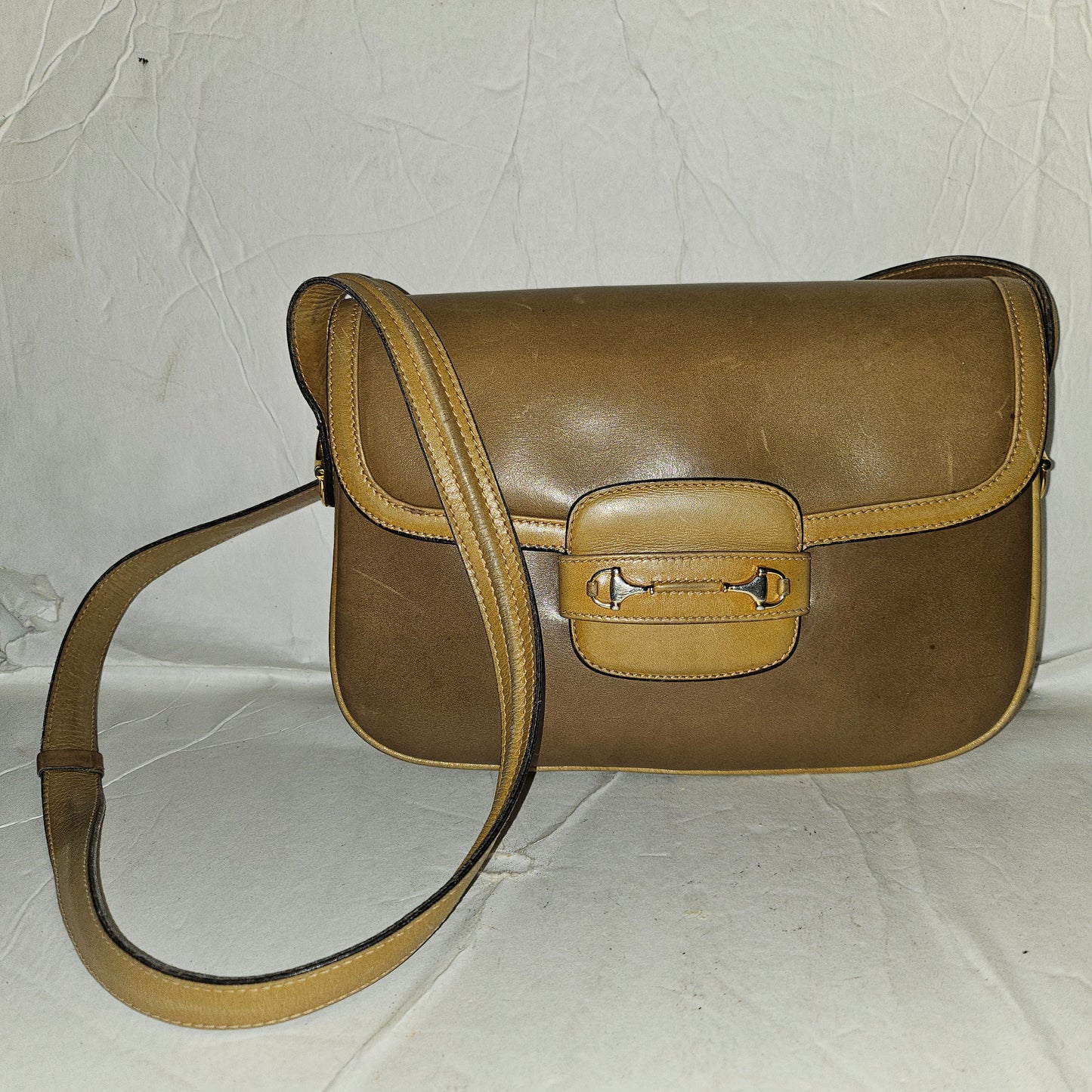 Gucci original 1955 horse-bit toffee & camel leather purse