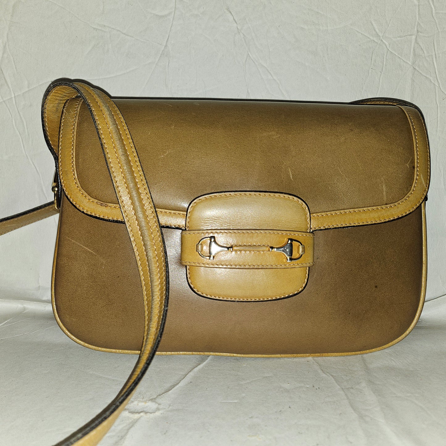 Gucci original 1955 horse-bit toffee & camel leather purse