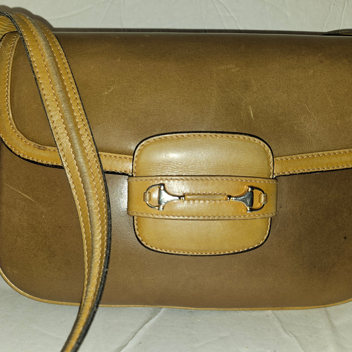 Gucci original 1955 horse-bit toffee & camel leather purse