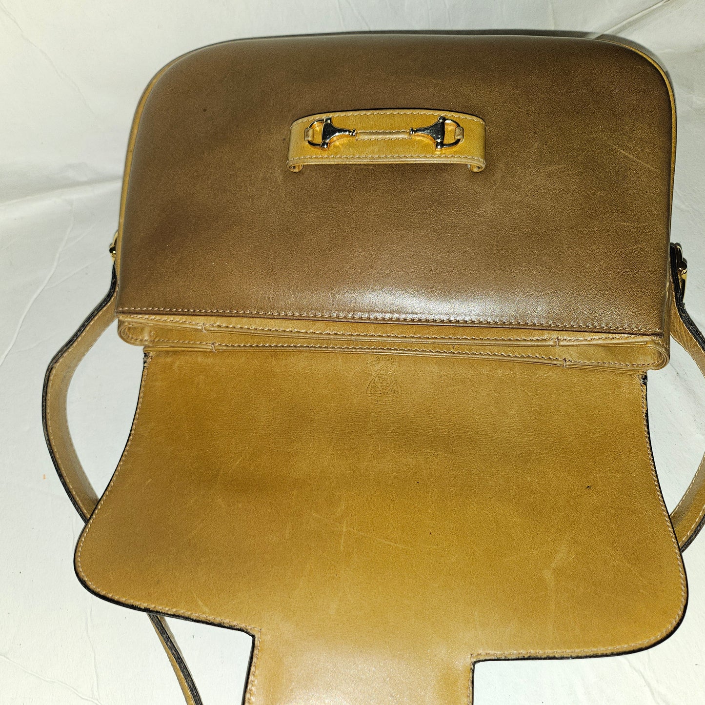 Gucci original 1955 horse-bit toffee & camel leather purse