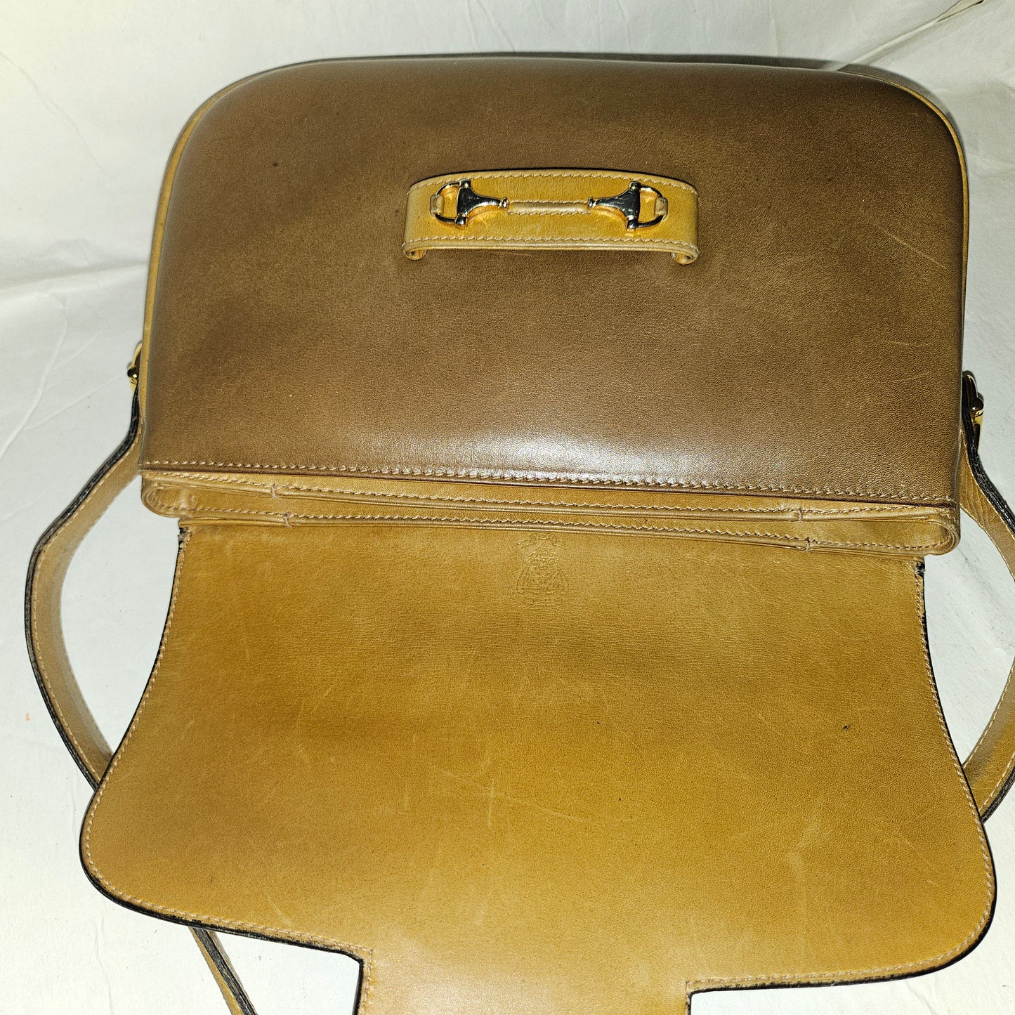 Gucci original 1955 horse-bit toffee & camel leather purse