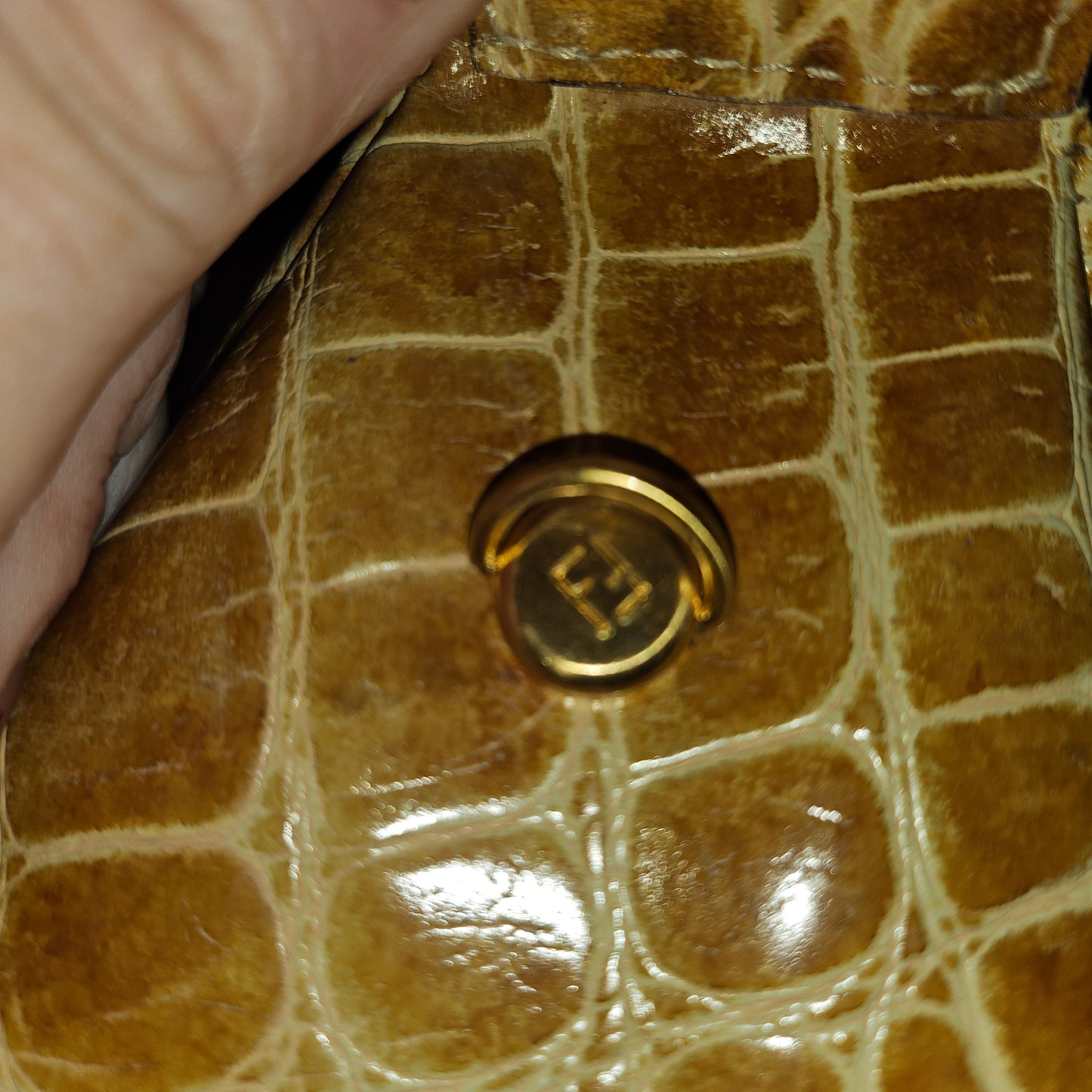 Fendi tan crocodile leather XL satchel two-way