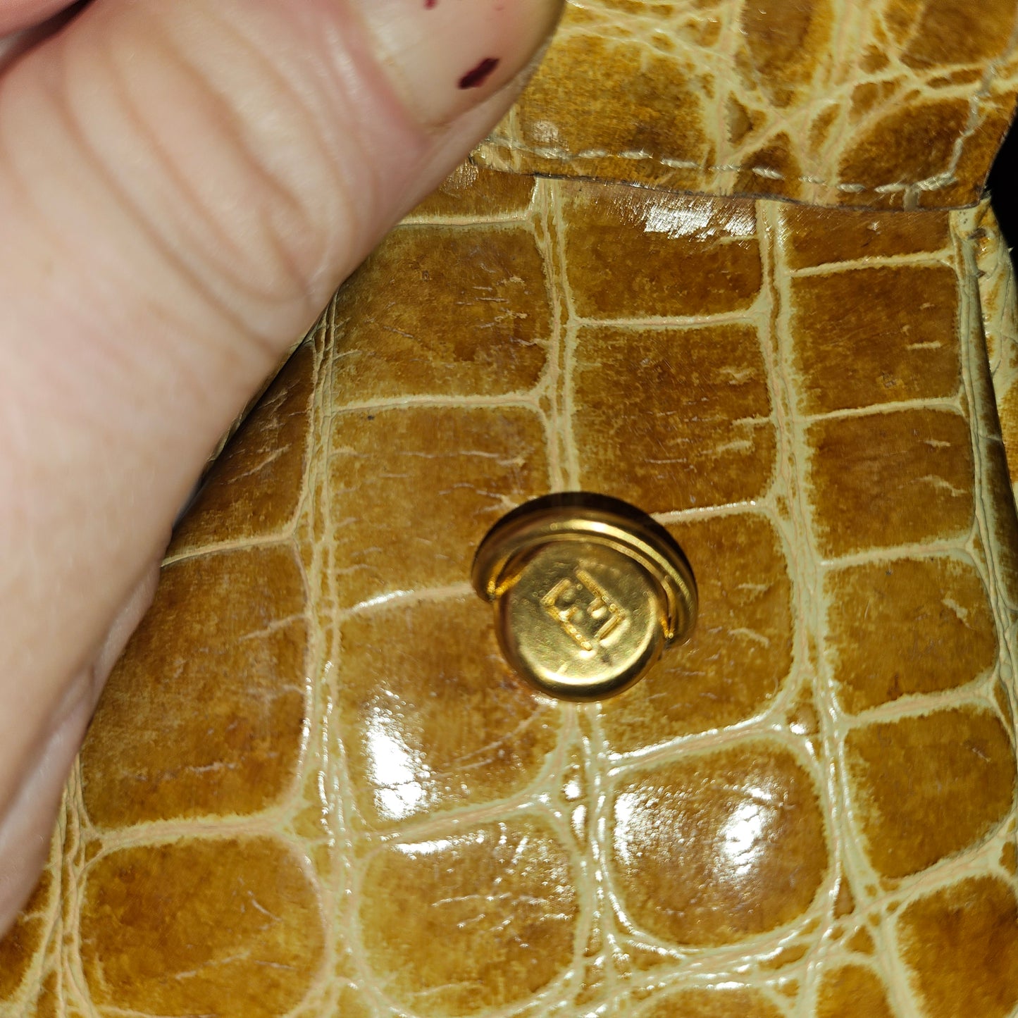 Fendi tan crocodile leather XL satchel two-way