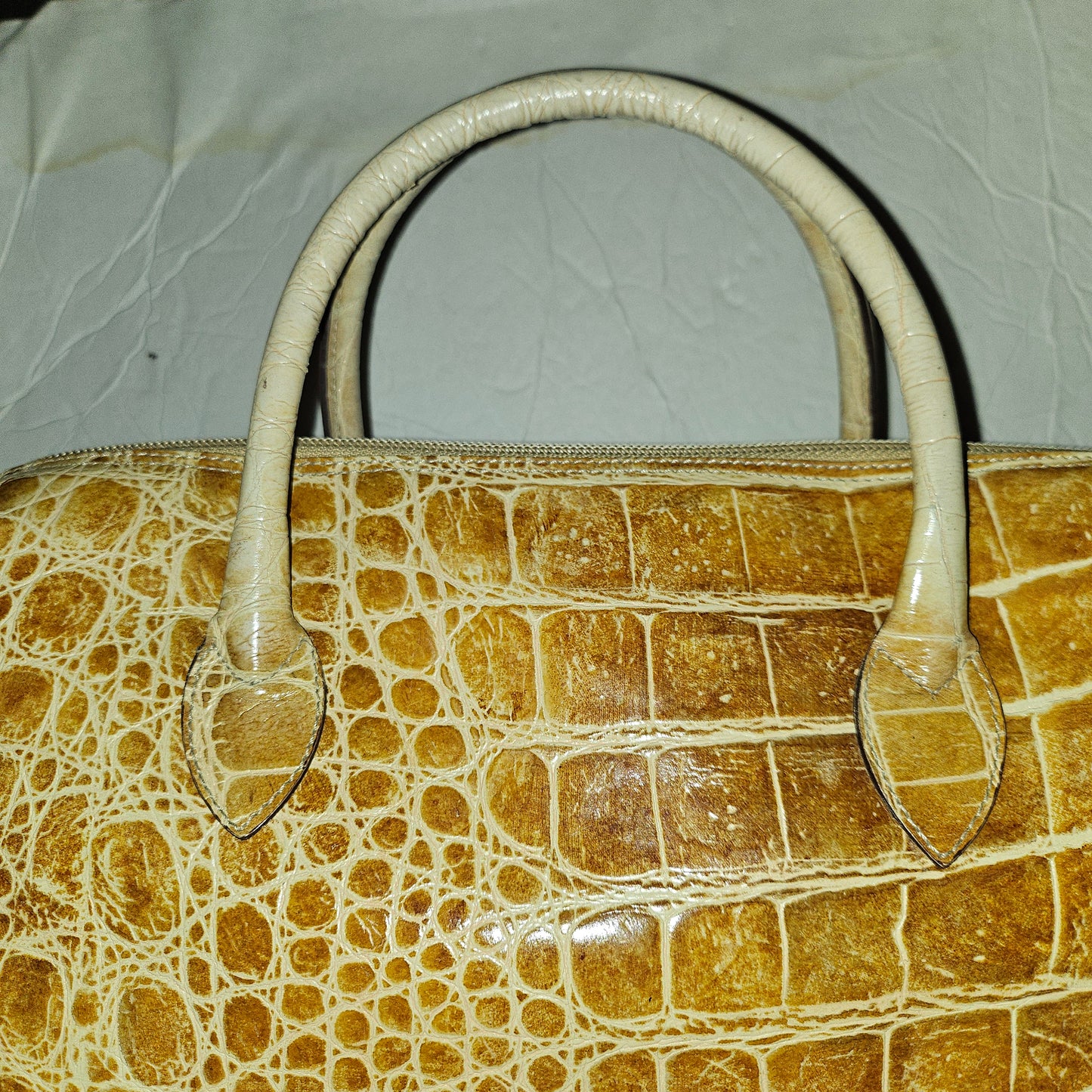 Fendi tan crocodile leather XL satchel two-way