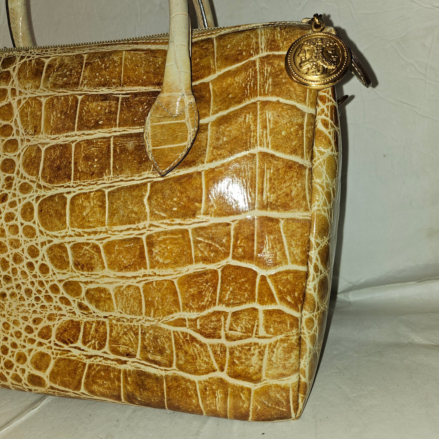 Fendi tan crocodile leather XL satchel two-way
