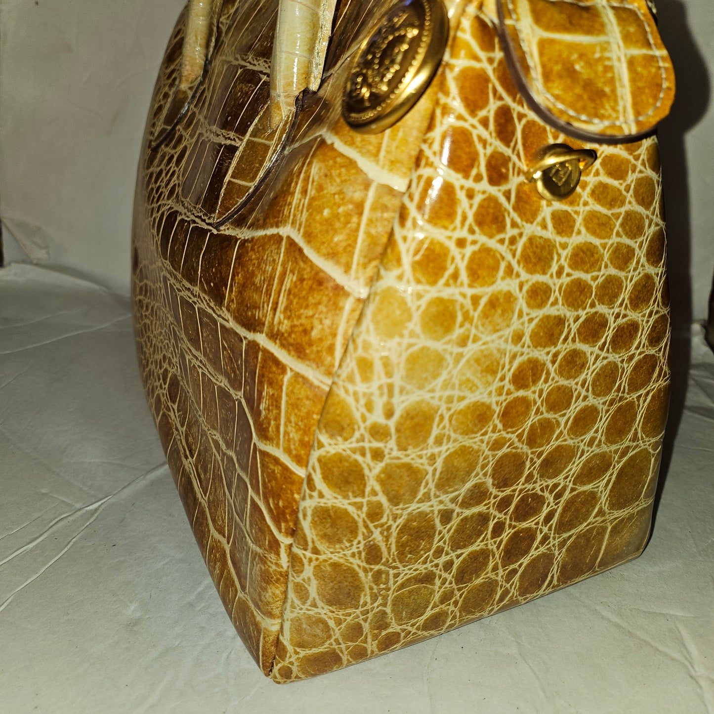 Fendi tan crocodile leather XL satchel two-way