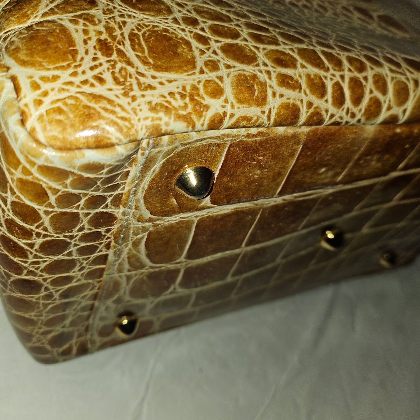 Fendi tan crocodile leather XL satchel two-way