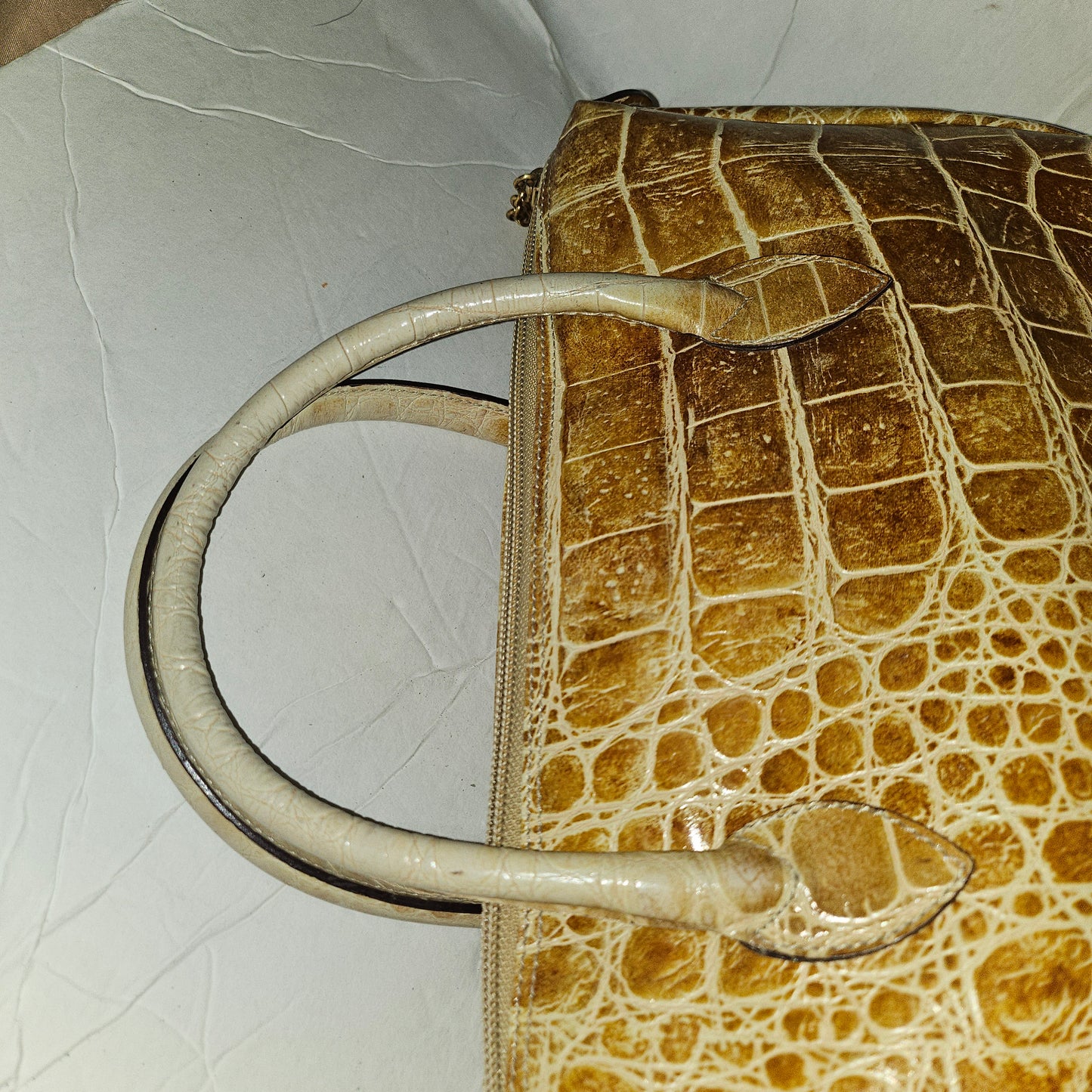Fendi tan crocodile leather XL satchel two-way