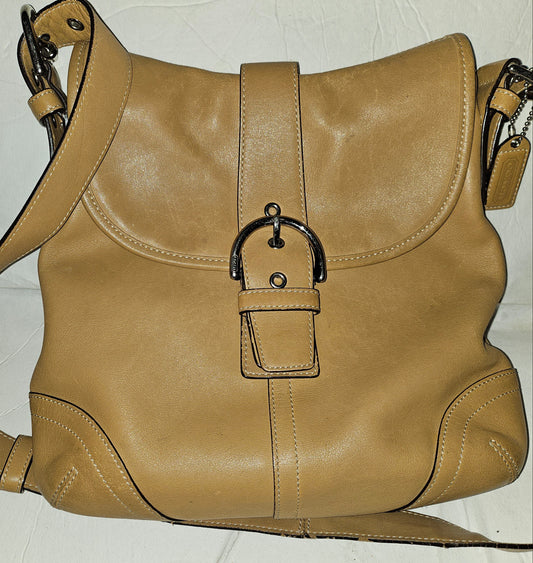 Coach USA camel leather cross body #9480 with nickel hardware