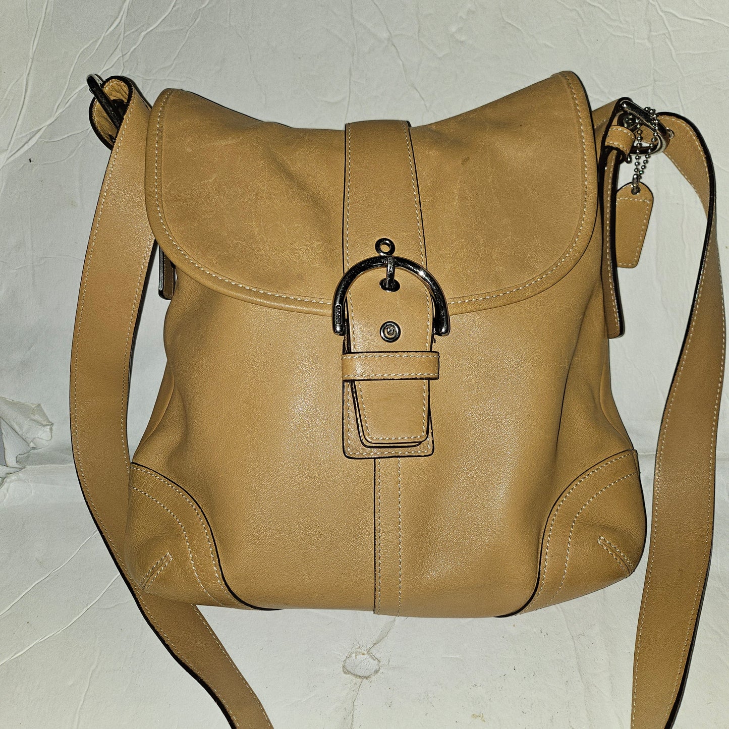 Coach USA camel leather cross body #9480 with nickel hardware