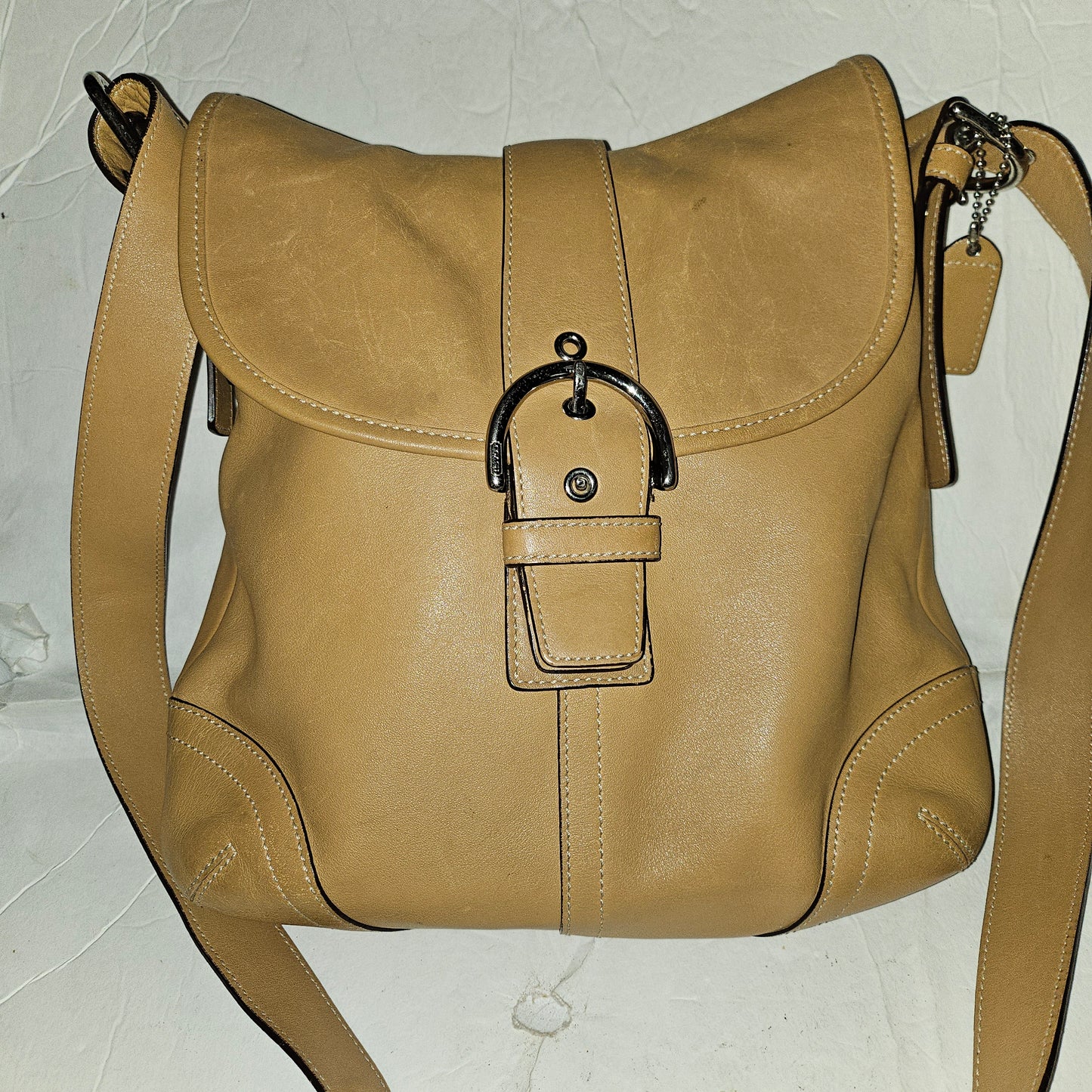 Coach USA camel leather cross body #9480 with nickel hardware