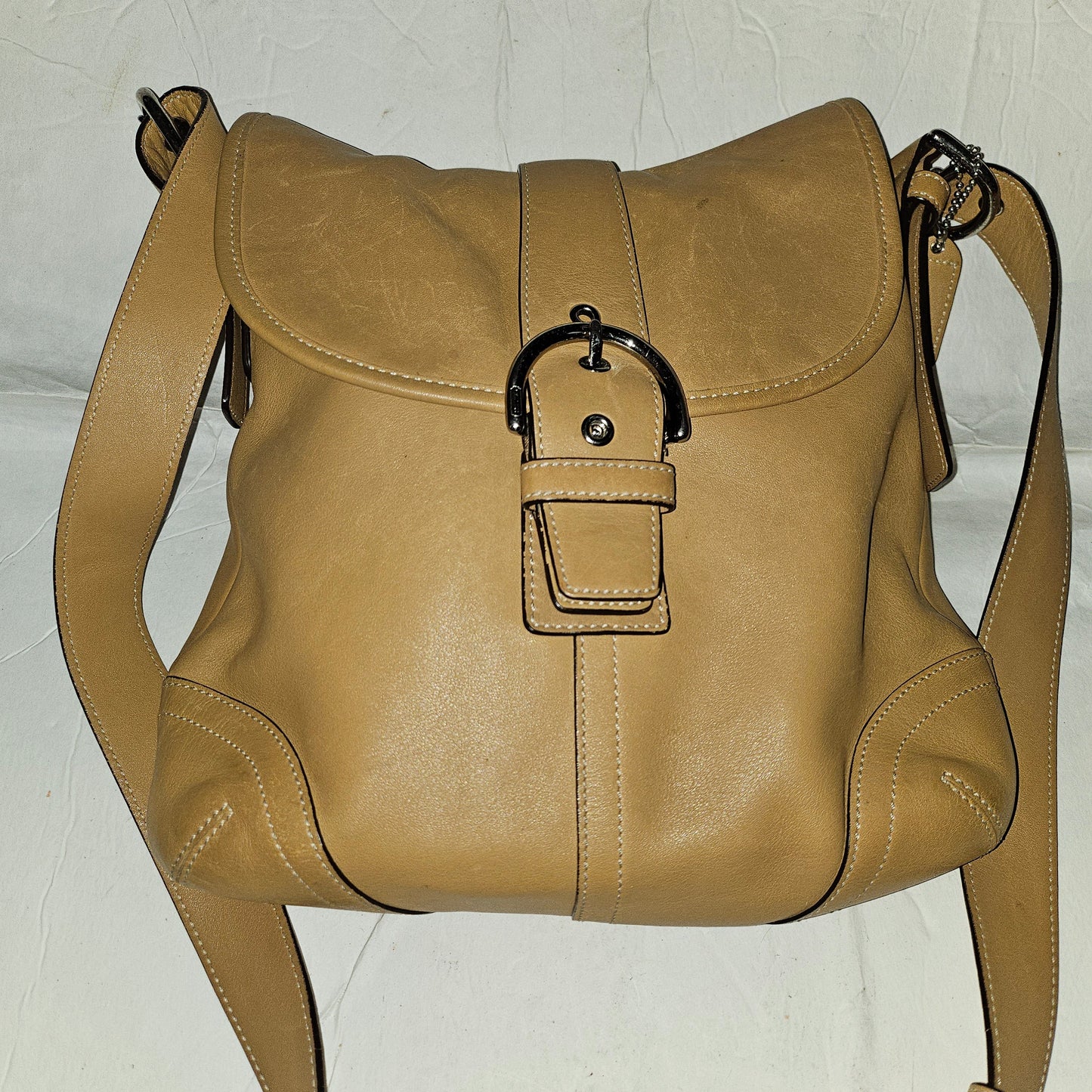 Coach USA camel leather cross body #9480 with nickel hardware