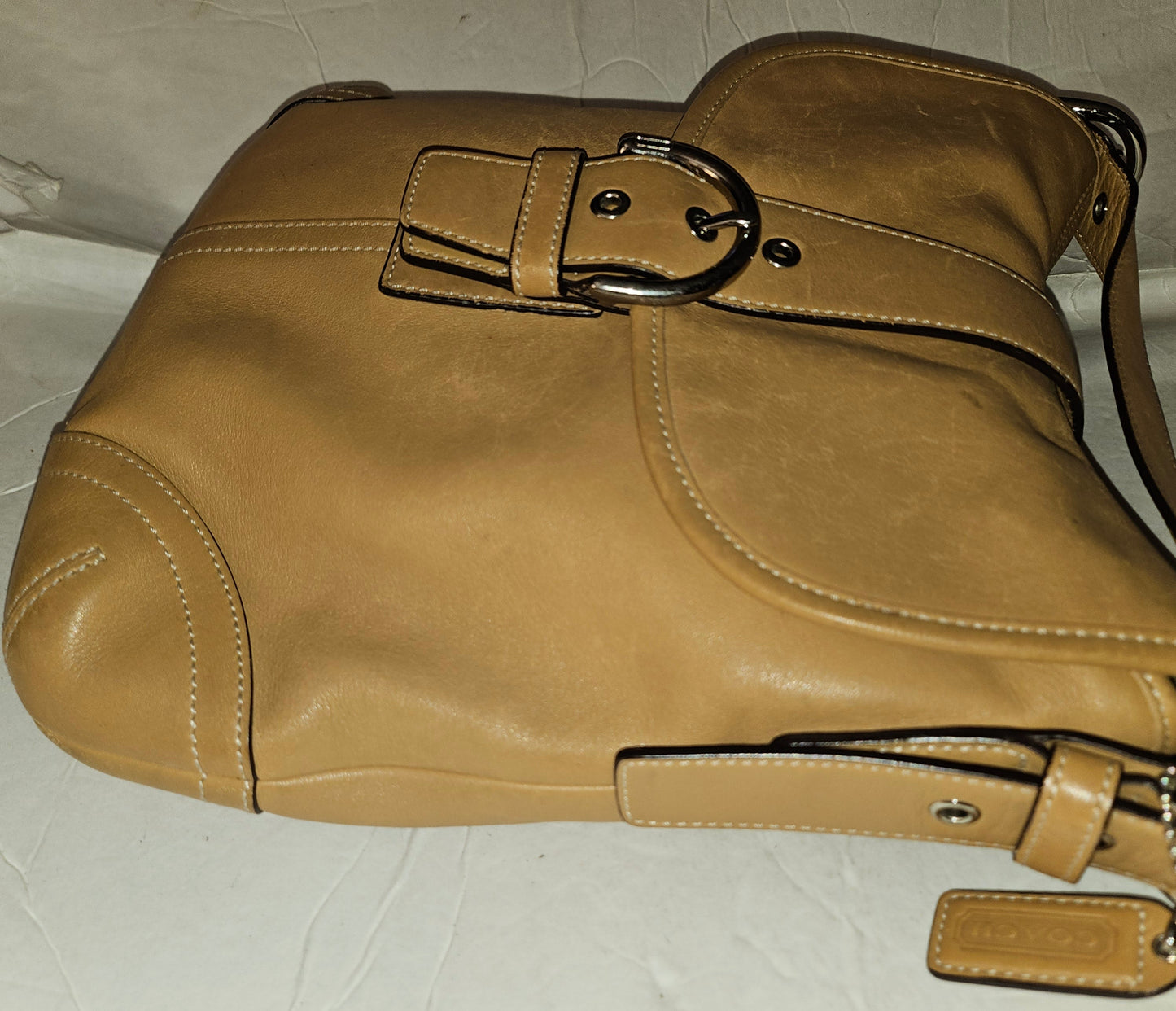 Coach USA camel leather cross body #9480 with nickel hardware