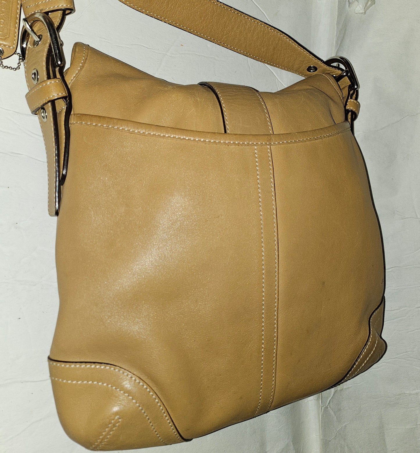 Coach USA camel leather cross body #9480 with nickel hardware