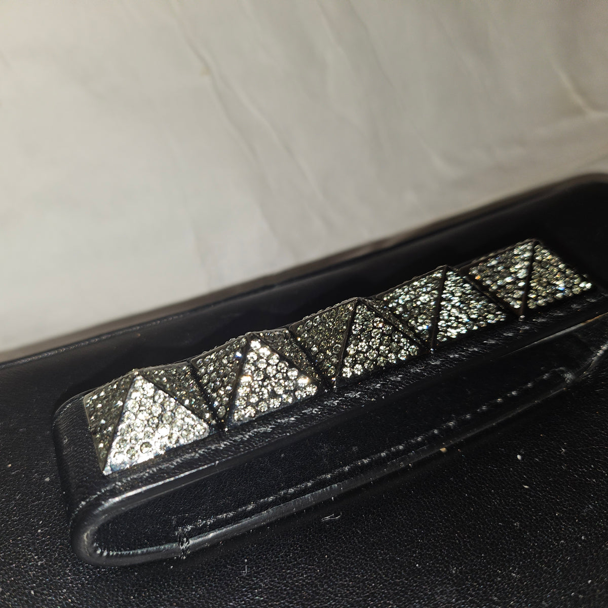 Valentino Black Leather Rockstud Minaudiere w/ Crystal Accents
