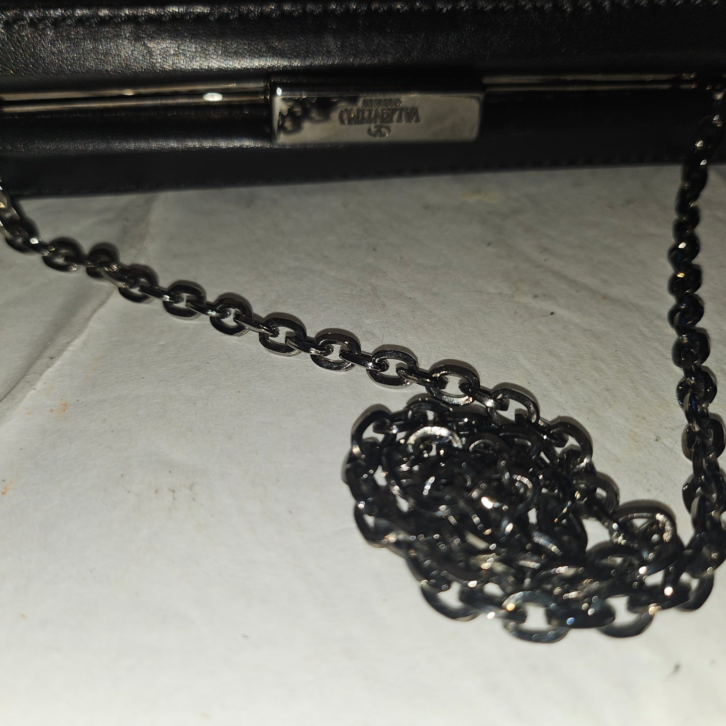 Valentino Black Leather Rockstud Minaudiere w/ Crystal Accents