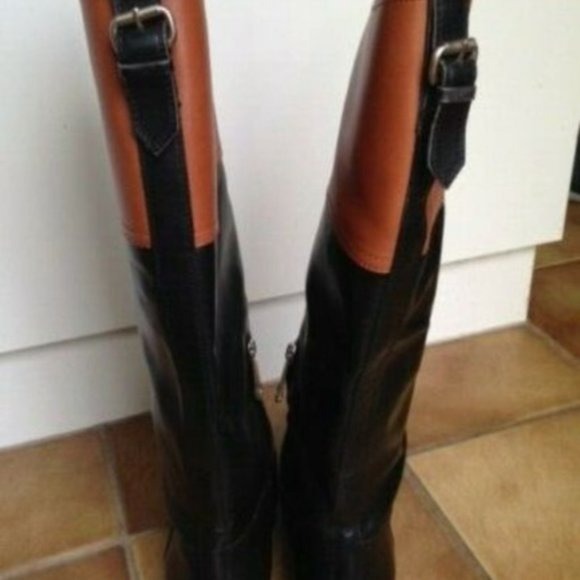 Bally Black & Brown Leather Riding Boots