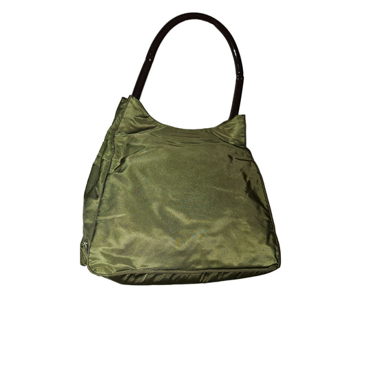 Prada olive nylon 1990's re-edition hobo with a Lucite strap