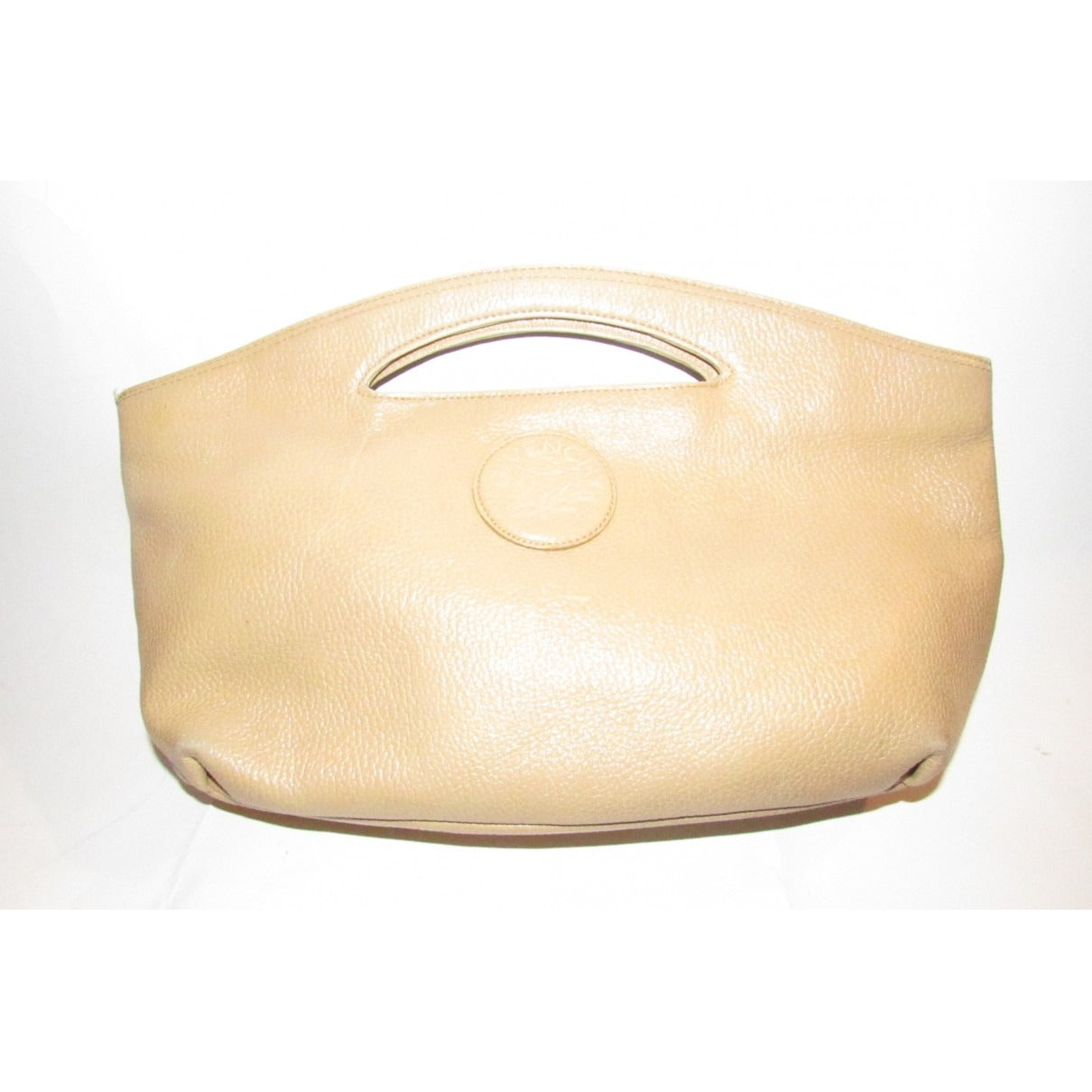 Vintage, Givenchy camel-coloured textured leather, large tote with a leather port hole/punch in the center of the top handle
