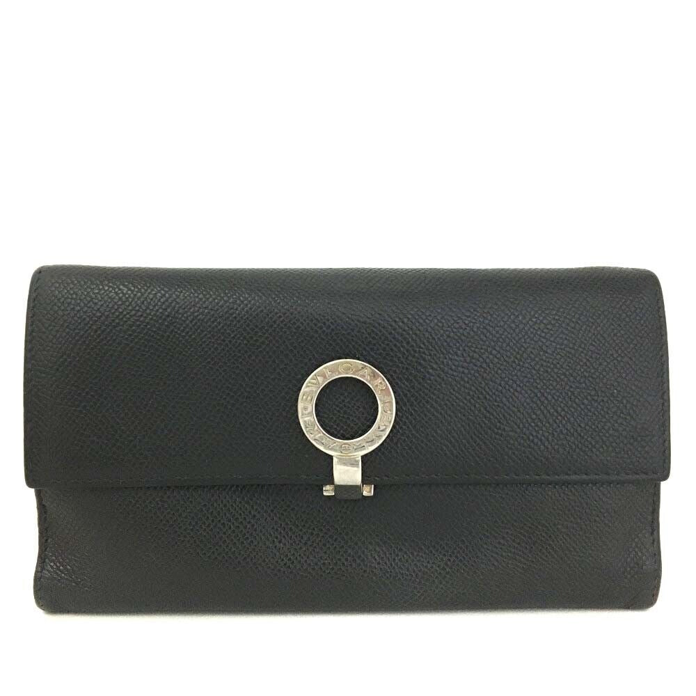 Bvlgari, black saffiano leather, continental style, XL wallet w lots of small & large compartments, zip pockets, & chrome hardware