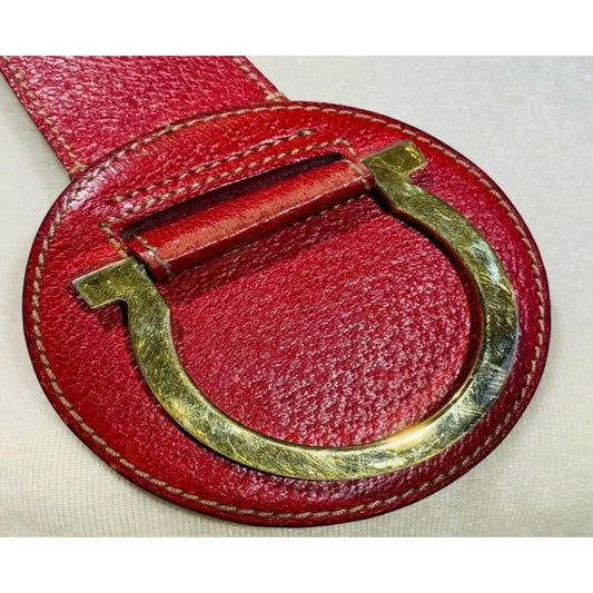 Ferragamo red leather XL Gancini statement belt