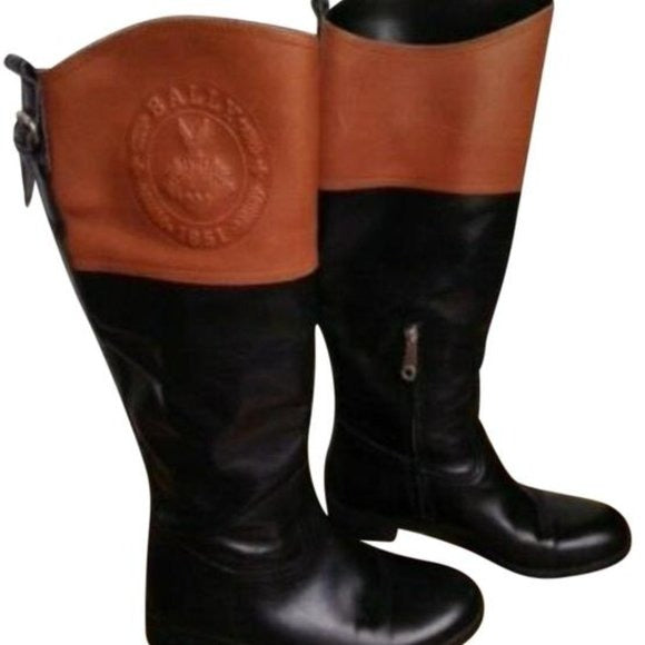 Bally Black & Brown Leather Riding Boots