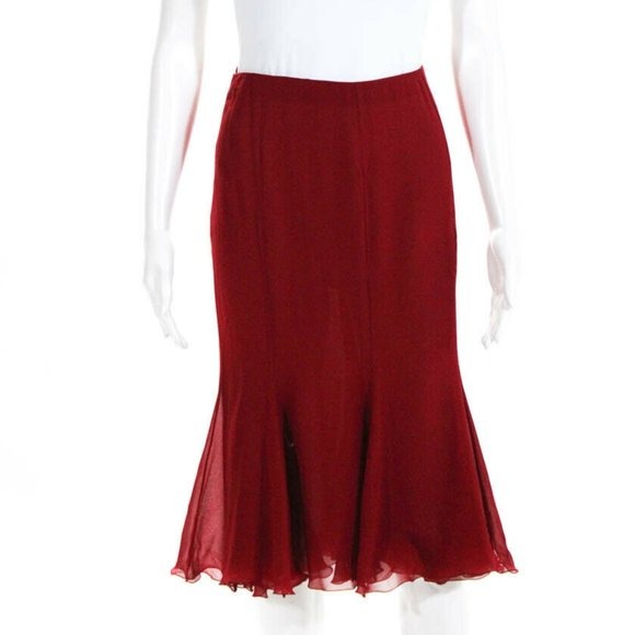 NWOT, EMANUEL UNGARO WOMENS RED SILK SKIRT