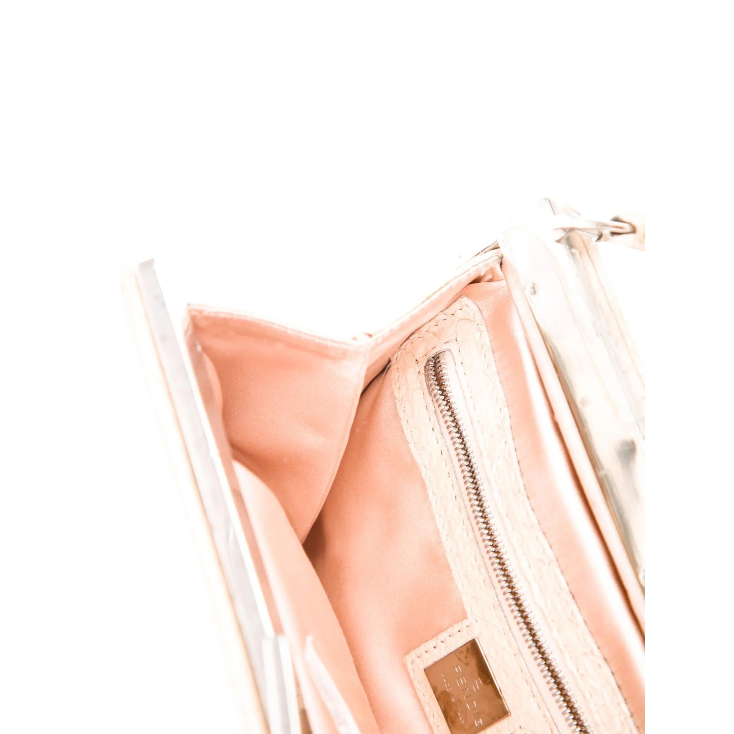 Creme snakeskin Fendi mini shoulder bag with chrome hardware