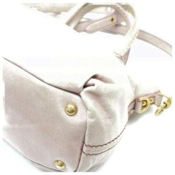 Miu Miu Vitello Lux Crystal Heart Pink Leather Two Way Satchel Cross Body Bag