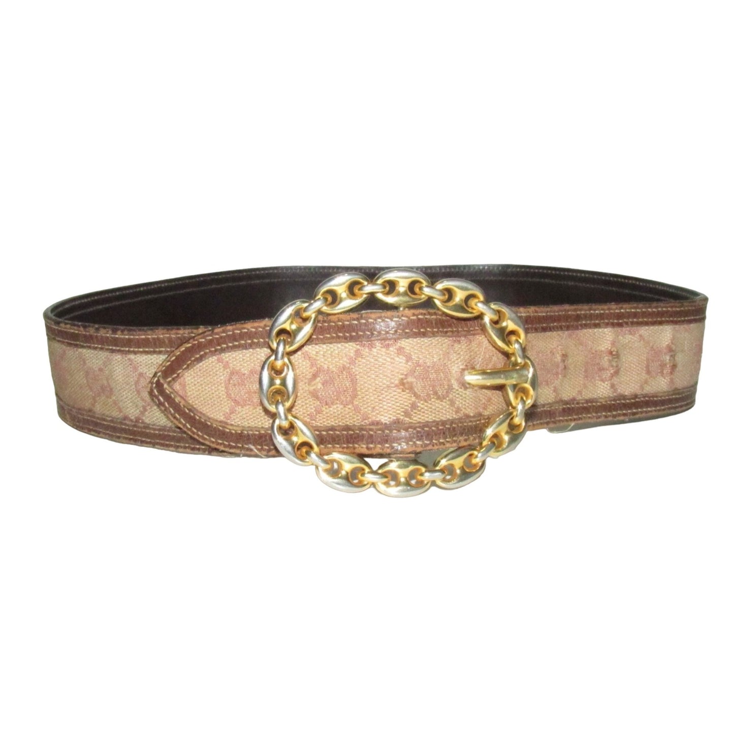 Early brown Guccissima leather belt w a gold Gucci link buckle