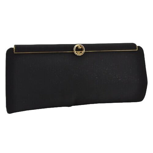 1960's Gucci mod black silk interlocking GG clutch purse