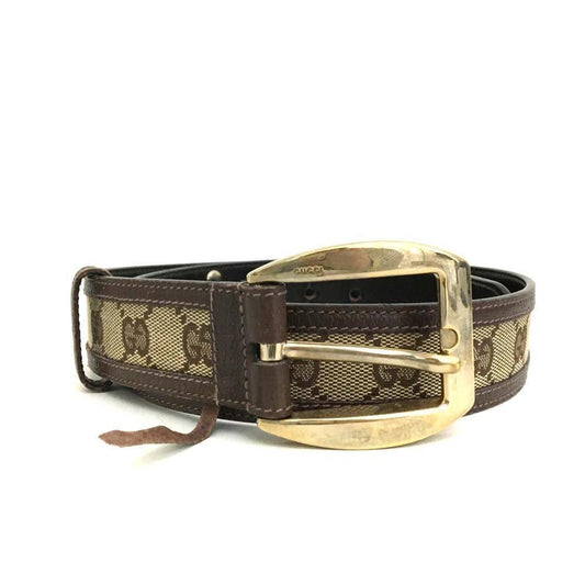 Vintage brown Guccissima leather belt with a gold G buckle