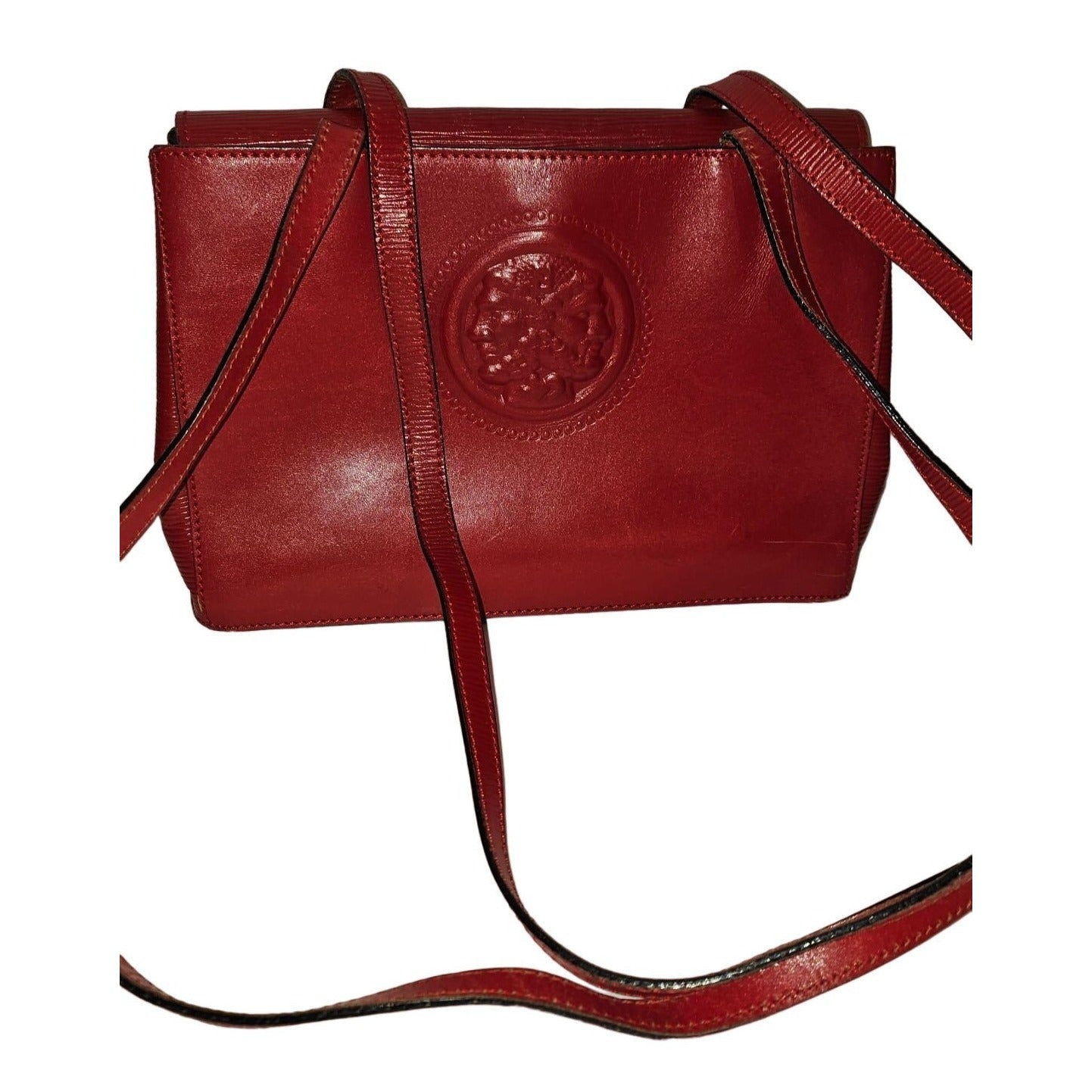 Fendi red leather Janus head satchel