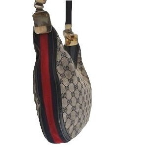 Gucci blue Guccissima print Attache hobo w Sherry stripe