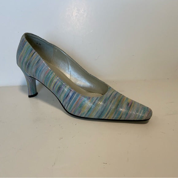 Vintage J.Renee Baby Blue Pink Striped Pumps