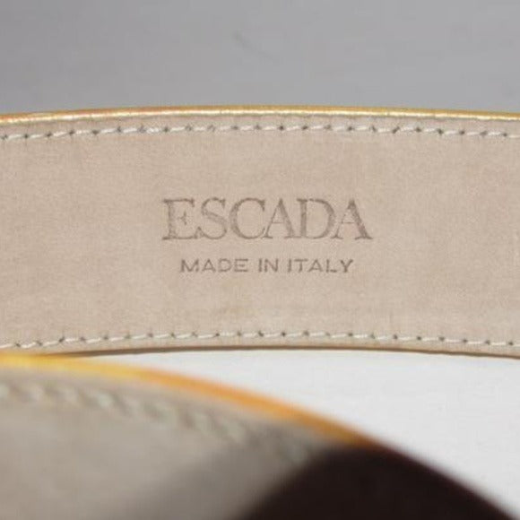 Escada Gold Patent Leather Gold 'E' Buckle Belt