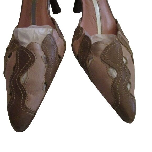 Vintage Pazzo Pink Taupe Suede Pointed Toe Slides