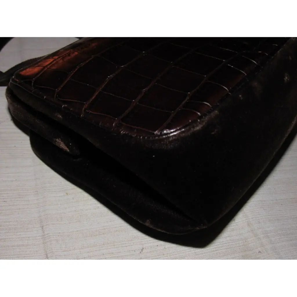 Prada RARE brown crocodile boxy purse w card