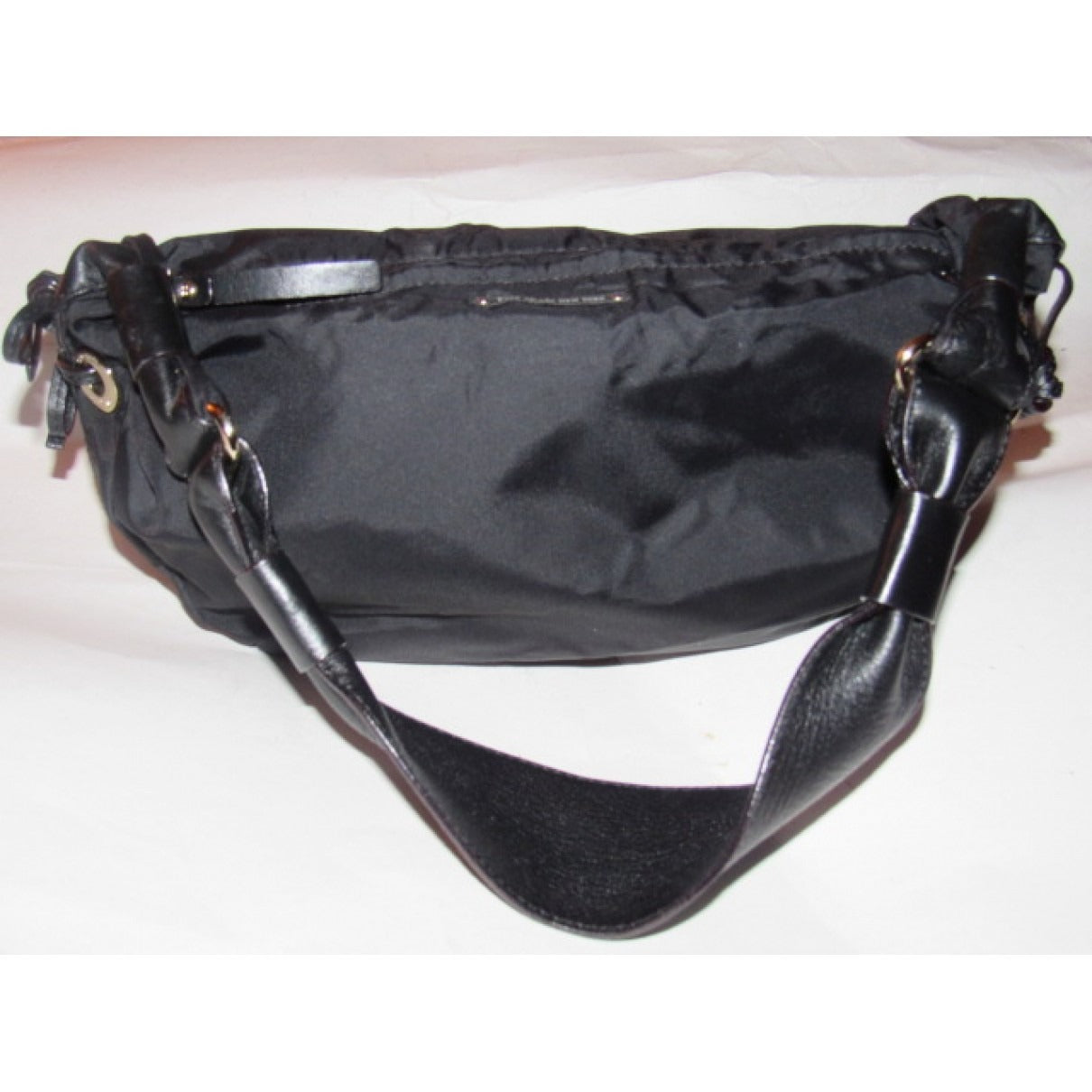 Kate Spade black leather hobo purse w chrome accents