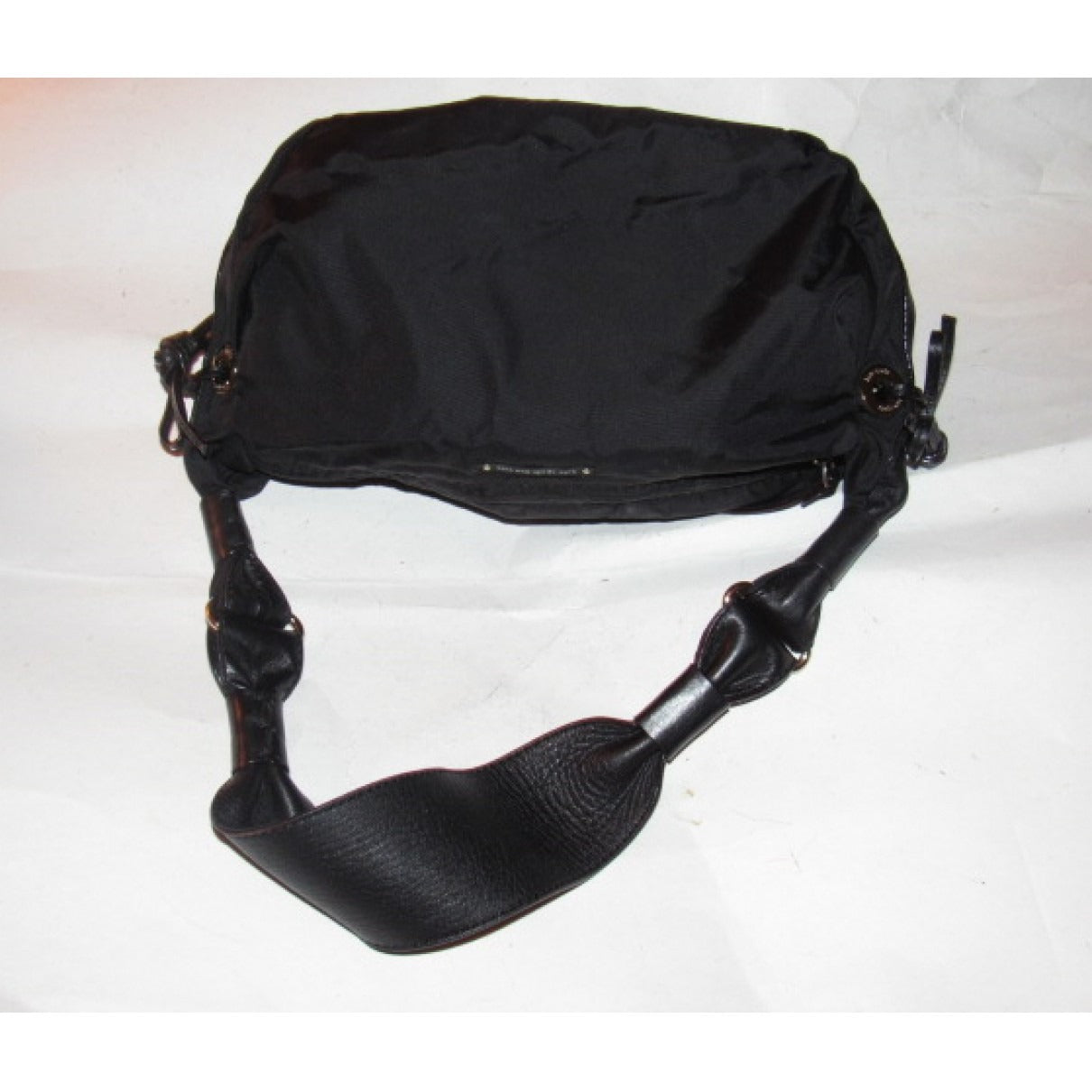 Kate Spade black leather hobo purse w chrome accents