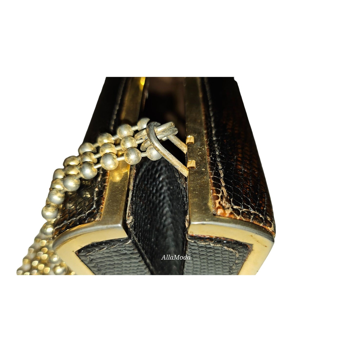 Gucci python two-way boxy 50's purse w gold chain strap