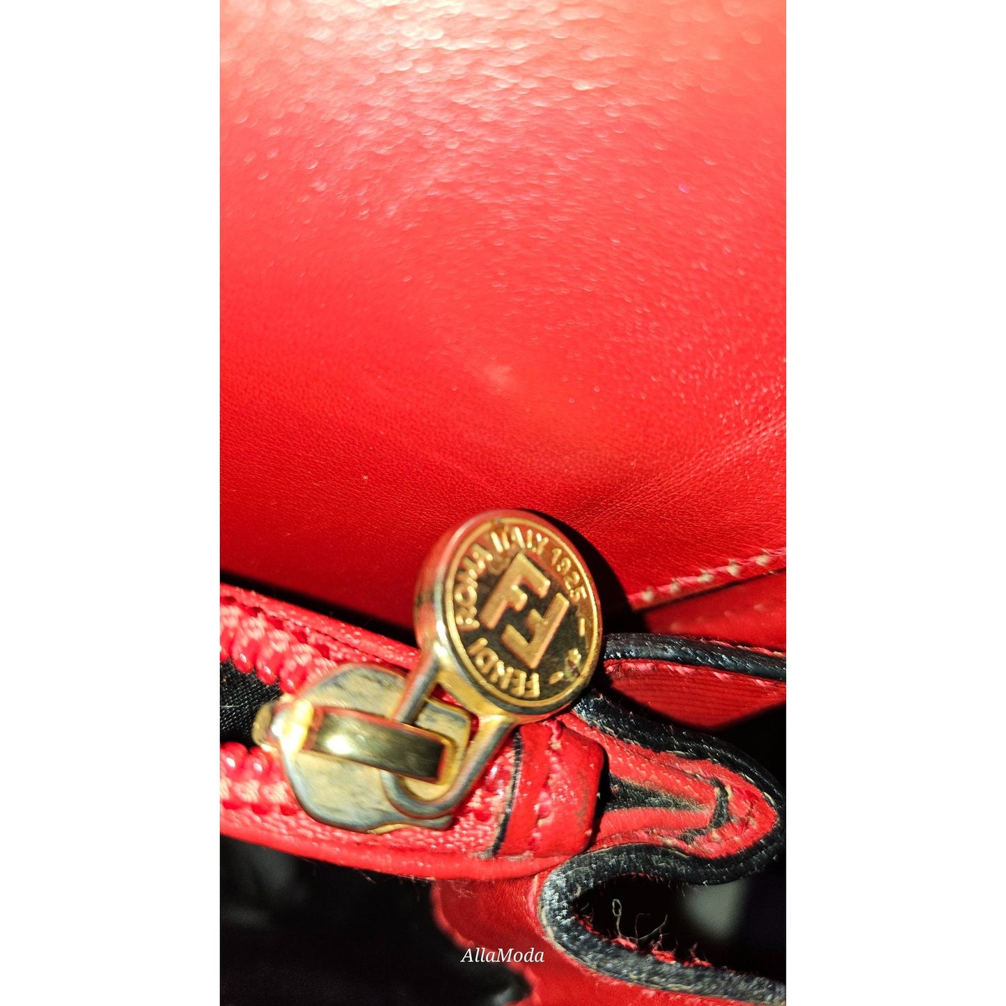 Fendi red leather Janus head satchel