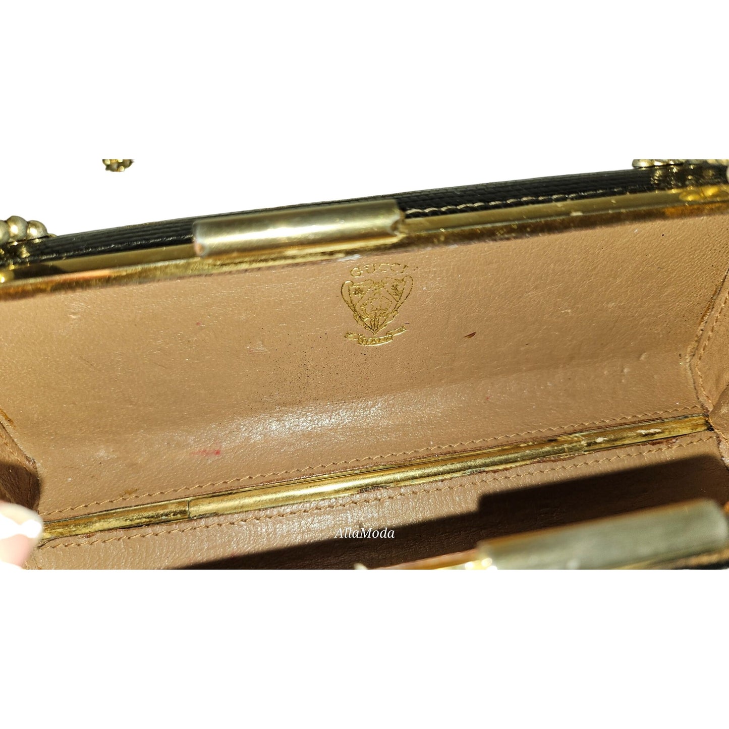 Gucci python two-way boxy 50's purse w gold chain strap